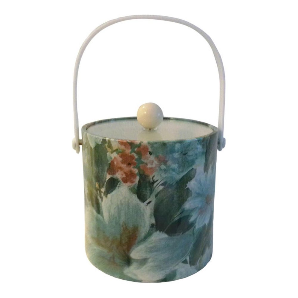 Vintage Kraftware Elegance Green Floral Ice Bucket